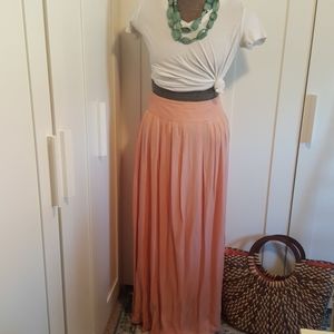 Blush / pink color maxi skirt with side zipper